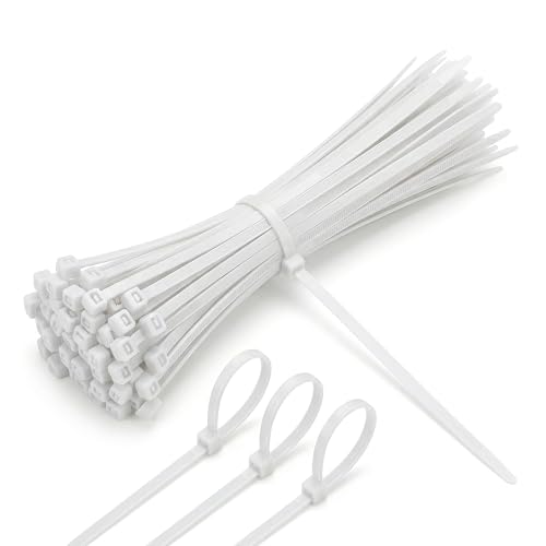 Image of Electronic Spices Nylon Cable Ties 2.5X150mm | 6 Inch Self-Locking Zip Ties (White) | Cable Management Organizer Pack of 100