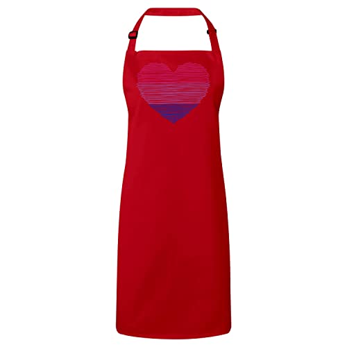 Tablier cuisine LGBT rouge coeur contre les taches de cuisson, protection et fierté bi