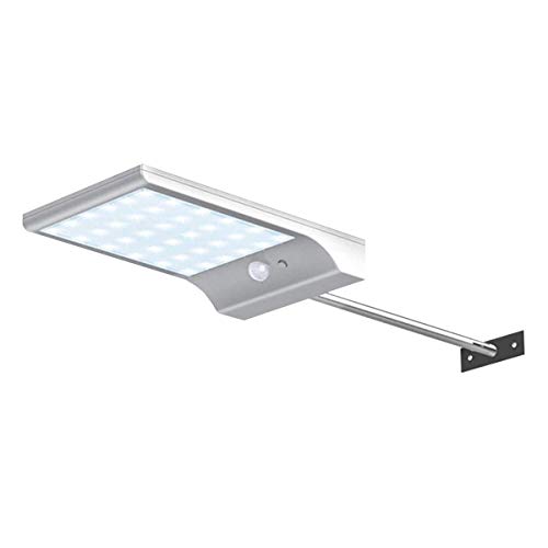 Image of Epyz Solar Gutter Lights Wall with Mounting Pole, 36 LED Outdoor Solar Motion Sensor Detector Lights, Waterproof Exterior Security Lights, 4 Working Mode for Barn, Porch, Garage (Pack of 1, White)