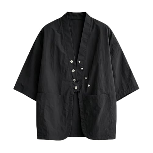 Cardigan kimono homme asymétrique GURUNVANI gilet manches 3/4 mode veste