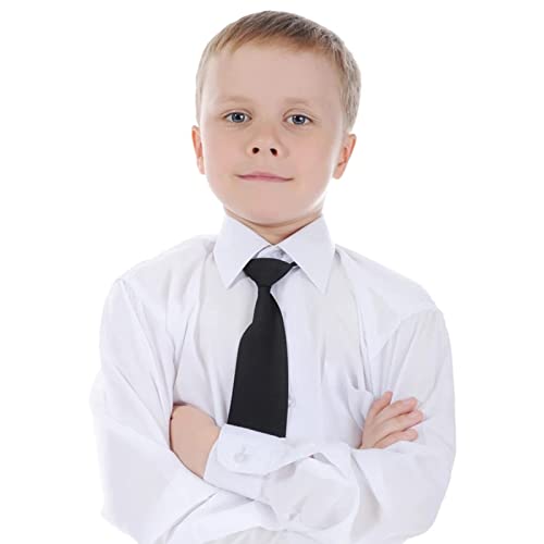Yolev 2 Piezas Corbata para Niño Negra Con Cremallera Frontal de Seguridad - Accesorios de Ropa para Bodas y Cumpleaños 38cm