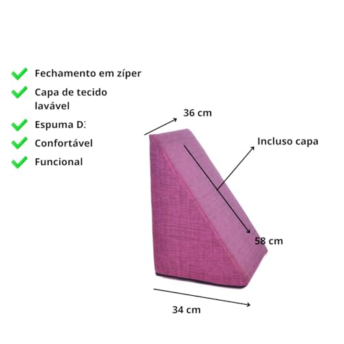 Travesseiro Triangular Almofada Encosto Anatômico Apoio Costas Antirefluxo Repouso Leitura (Pink)