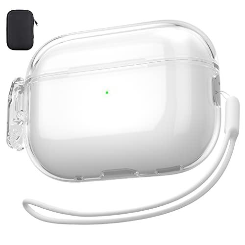 Valkit Compatible Airpods Pro 2 Case Clear With Lock, Shockproof Airpods Pro 2Nd/1St Generation Case Soft Transparent Protective Cover With Lanyard Ipods Pro 2 Skin For Airpods Pro 2Nd/1St Gen #TOP18