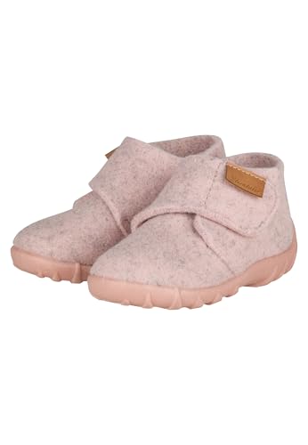 Sterntaler Hausschuhe uni Baby- und Kinder Hausschuhe aus Wollfilz mit Sterntaler Logo Klettverschluss PVC-Sohle Staubrosa Größe 23