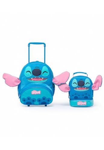 Kit Mochila Rodinha Disney Lancheira Pelucia Escolar Stitch