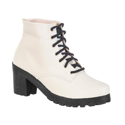 Bota Feminina Coturno Tratorado Cano Medio Trabalho Festa Botinha para Mulher (Branco, BR, Adulto, Numérico, 36)