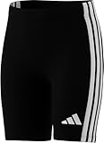adidas Girls Essentials 3-Stripes Short Leggings, Black/White, Small