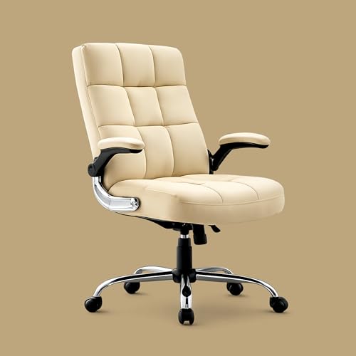 Image of LAKDI Furniture Co Ergonomic High Back Velvet Fabric Office Chair with Adjustable Height & Armrests, Soft Cushion Executive Desk Chair for Home & Office (Beige) | 5 Years Warranty & Free Assembly