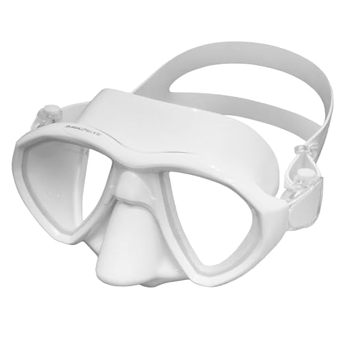 SAEKODIVE Mermea Diving Mask - Anti-Fog Tempered Glass, Anti-Leak Silicone Skirt - Scuba Mask, Dive Mask, Freediving Mask, Spearfishing Mask, Snorkel Mask for Adults (White)