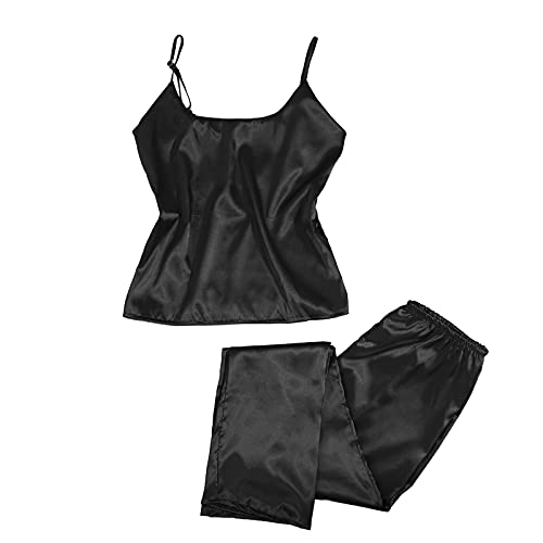 Kuailema Damenpyjamas, Spitzenbehang, Weite, lockere Hosen, Bequeme Pyjamas, Elegante Pyjamas, Seidenpyjamas mit Reiner Farbsimulation, Zweiteiliger Anzug Cover