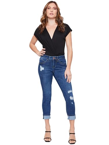 Royalty For Me Womens Women's Petite Wannabettabutt Mid Rise Mega Cuff Jeans4