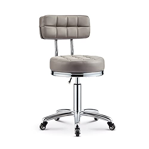 YJHome Swivel Salon Rolling Stool Chair with Backrest Wheels Height Adjustable Leather Hydraulic Chair Client Nail Pedicure Chair 440lbs Load-Bearing for SPA Salon Beauty Massage Home Office