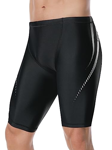 Image of KGKE Men's Swim Jammers Compression Fashion Print Jammer Swimsuit Swim Boxer Long