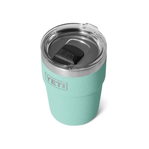 Image of YETI Rambler 16 oz Stackable Tumbler, Vacuum Insulated, Stainless Steel with MagSlider Lid, Sea Stone
