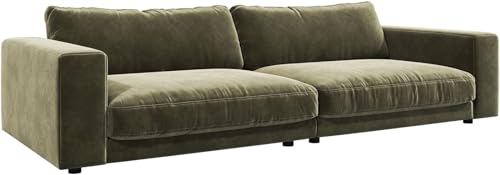 DELIFE XXL-Couch Cubico Samt Olive 290x120 Big-Sofa