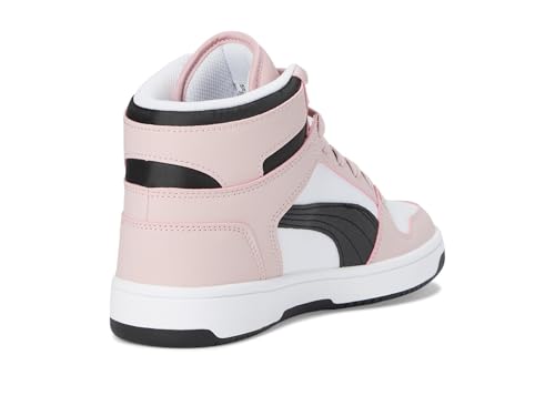 Image of PUMA Women's Rebound Layup Mid Shoes, Puma White /Puma Black /Mauve Mist 5.5 Medium