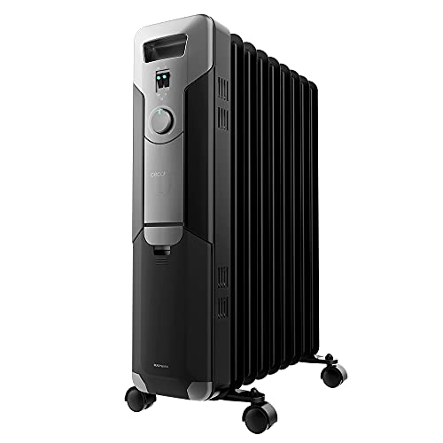 Cecotec Radiador Eléctrico de Aceite ReadyWarm 9000 Space Black. 9 Módulos, Bajo Consumo, 2000 W, 3 Niveles, Recogecables, Sistema de Seguridad, Ruedas, 20 m2