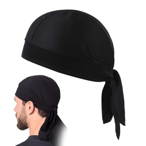 HABNI Durag, Gorro Bandana Refrescante para Motocicleta Y Bicicleta, Forro De Casco Absorbente De Sudor, Talla Única Color Negro, 1 Unidad para Running Y Trabajo Al Aire Libre