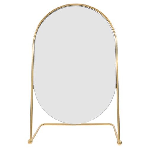 Miroir ovale doré haut de gamme en métal et verre pour table de maquillage - 2