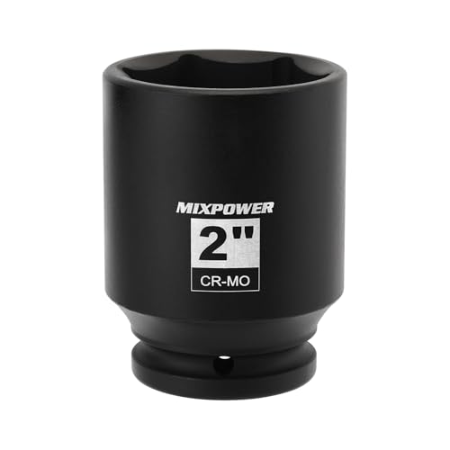 Image of MIXPOWER 3 /4 inch Drive Deep Impact Socket, CR-MO, 2 inch, SAE, 6 Point, Axle Nut Impact Grade Socket for Easy Removal
