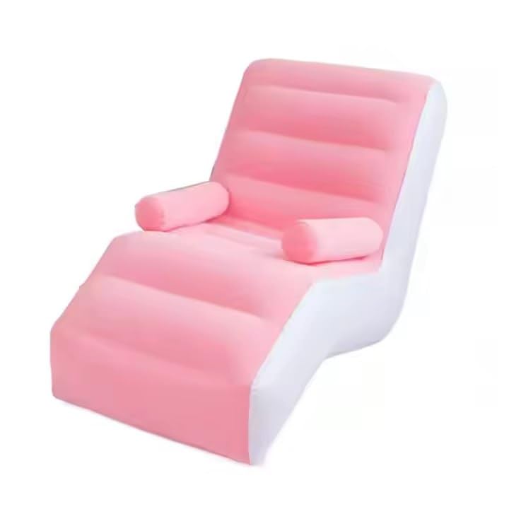 Premium Inflatable Lounger Chair for Adults - Ergonomic Blow Up Sofa for Living Room, Balcony & Garden - Portable Pink & White Air Couch (Pack of 1)-image-48