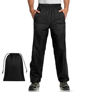 Adult Waterproof Trousers Mens Womens Overtrousers Lightweight Waterproof Rain Trousers Breathable Rain Pants with Packaway Bag Outdoor Windproof Rain Over Pants for Golf Hiking Fishing Cycling