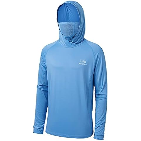 Bassdash UPF 50+ Men’s Long Sleeve Fishing Shirt with Mask UV Neck Gaiter Hoodie Cover