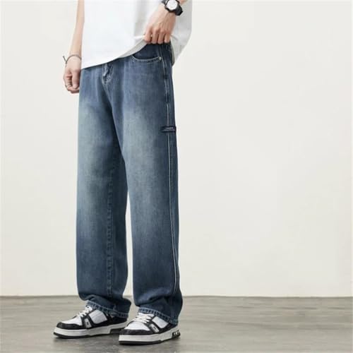 Men's Summer Thin Loose Jeans Breathablestraight Trousers Streetwear Vintage Denim Pants4