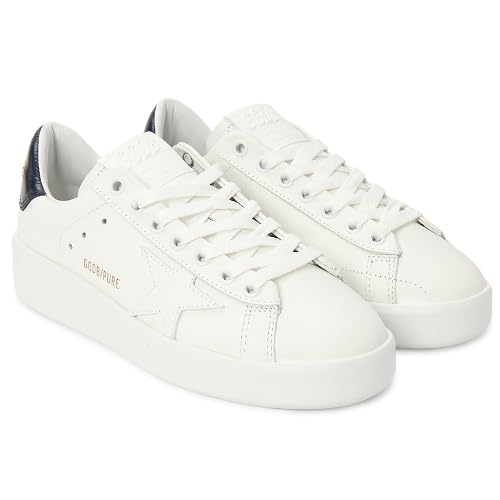 Golden Goose Women's Fashion Distressed Sneakers - Italian Leather Pure Star Shiny Trendy Shoes, White Sneakers4