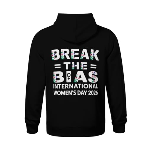 Kids Break the Bias - International Women's Day Boys Girls Lightweight Kangaroo Pocket Fleece Hoodies3