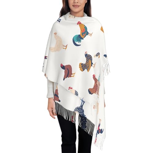 IBILIU Oversize Scarf for Women White Daisy Floral Watercolor Flower Grey Scarf Tassel Scarves Fall Winter Shawl Wraps