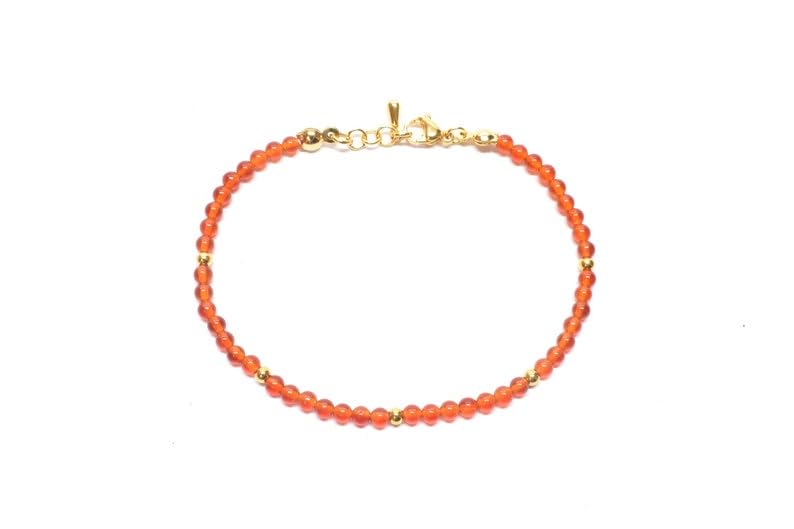 Bracelet en cornaline 2mm et argent sterling massif de chez LKBEADS