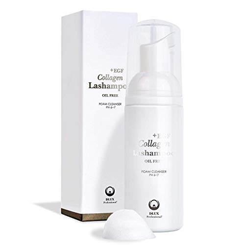 Premium Facial,Lash Cleanser |Dlux Pro+EGF Collagen bubble foam+Micro Cleansing Brush | 50 ml | Oil Free | Anti Aging,No Scent,No Burn | 100% ALL FROM KOREA |Moisture Bubble Foaming Cleanser