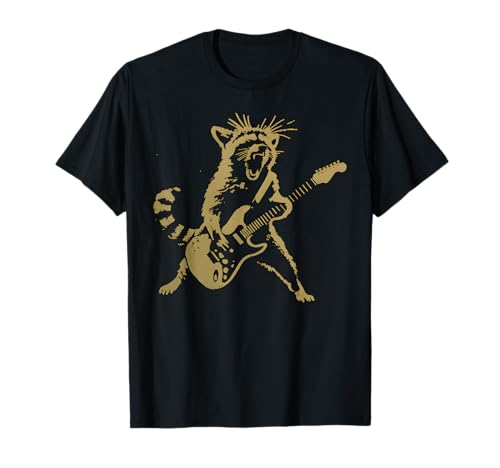 Raccoon Jouant de la Guitare Rock Star Rock and Roll Homme Femme T-Shirt