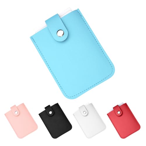 lasuroa 5pcs Card Holder, Minimalist Pull-Out Credit Card Holder Leather Rfid Card Holder 5 Card Slots Card Organizer with Button Card Carrier Wallet for Men Women