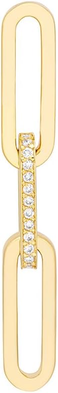 14k Yellow Gold 0.12 Dwt Diamond Paper Clip Long Drop Dangle Earrings Clip on Earring for Women