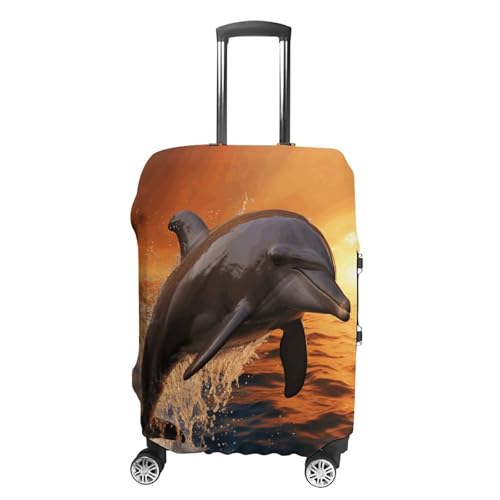 Dusk Dolphin Travel Luggage Cover Washable Anti-scratch Suitcase Protector Dustproof Protective Cover Case for Wheeled Luggage Fits 19-32 Inch Luggage