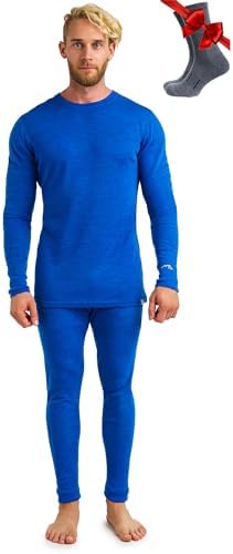 Merino.tech Men’s Thermal Underwear in Merino Wool, Men’s Light Top and Pants Thermal Set with Socks, Medium, Heavy