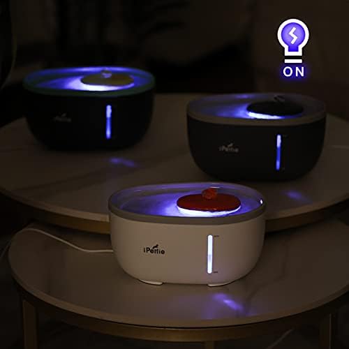 iPettie Avocado Cat Water Fountain with LED Light, 67oz/2.0L, Ultra Quiet Drinking Waterer, Automatic Filtered Water Purifier for Pets, White