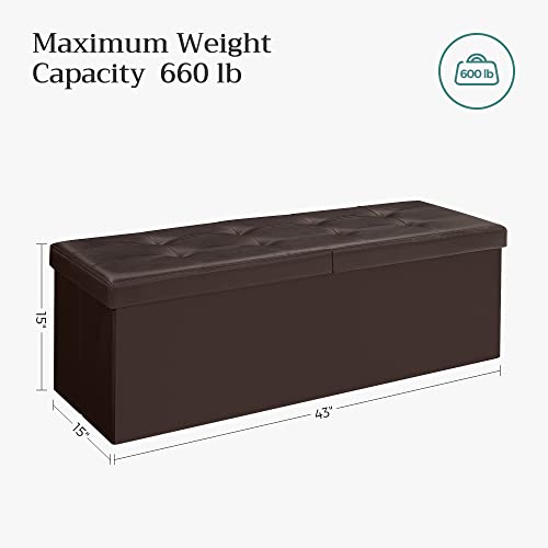 Image of SONGMICS 43.3 Inches Folding Storage Ottoman Bench with Flipping Lid