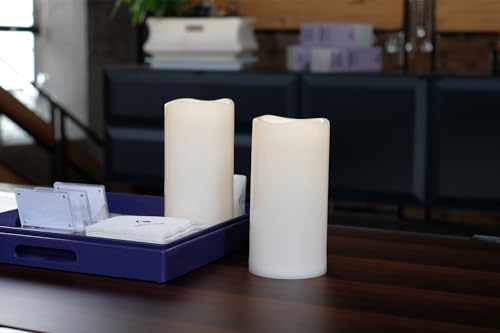 Image of NONNO&ZGF 4X8 inch Huge Outdoor IP44 Warm White LED Rainproof Waterproof Candles, Large Flameless Battery LED Pillar Candle with Remote and Timer, Resin, No Melt, 2 Pack