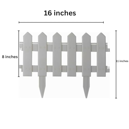 Image of 16 Inch PVC Garden Fence Border, Decorative White Picket Fence Panels for Garden Edging | RSP HOME DECOR (30)