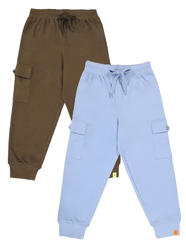 Image of KiddoPanti Boys Cotton Joggers | 100% Cotton Single Jersey | 2 Side Cargo Pockets with Flap | Elasticated Waist Band with Functional Drawcord | Soft & Breathable Track Pants