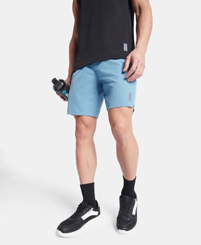 Image of Jockey MV20 Men Recycled Microfiber Elastane Stretch Solid Active Wear Shorts with Zipper Pockets and StayFresh Treatment