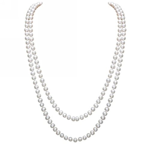 Mecool Collier Perle Perles D'imitation Long Collier En Perles Artificielles Blanches Collier En Chaîne à Perles Longues
