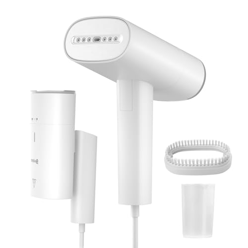 SIMPLUS Ferro da Stiro Verticale, Potente Stiratrice Verticale, Ferro da Stiro da Viaggio Portatile, 5 Secondi di Riscaldamento Rapido, Adatto per Casa e Viaggio, Ideale per Vari Tessuti, Bianco