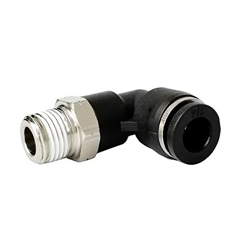 10 Pack Push to Connect Air Fittings 90 Degree Pneumatic Tube Fitting Male Elbow 1/4" Tube OD x 1/8" NPT Thread
