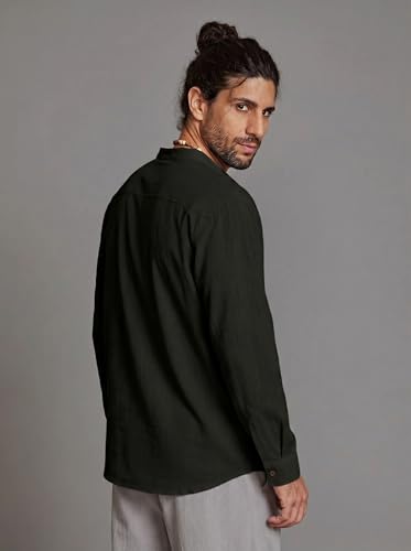 Image of ROYALSCOUT Men's Cotton Solid Full Sleeve Short Kurta Ideal for Cultural Functions, Formal Events, or Relaxed Festive Styling