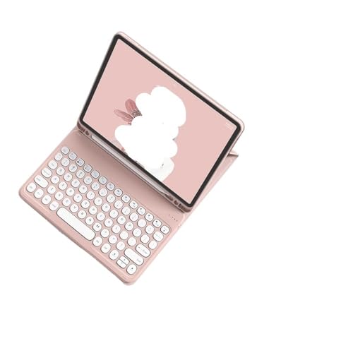 Étui de protection pour tablette et clavier à capuchon rond magnétique rose