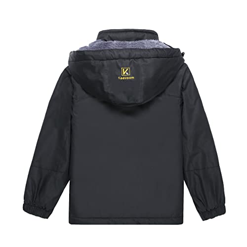 Keevoom Girl's Waterproof Ski Jacket Fleece Snow Coat Windproof Warm Winter Snowboarding Jacket With Removable Hood(Black,4-5) #TOP1